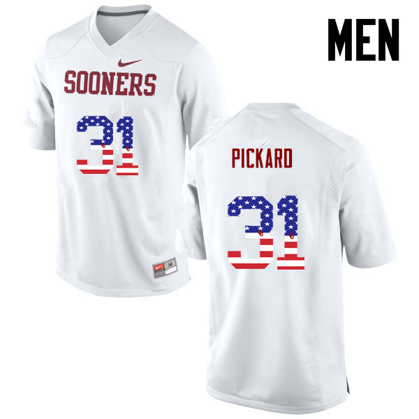 Oklahoma Sooners #31 Braxton Pickard College Football USA Flag Fashion Jerseys-White